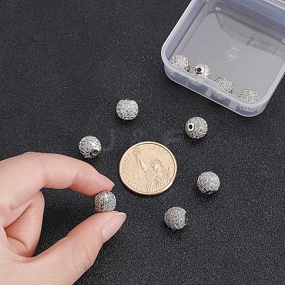 Rack Plating Brass Cubic Zirconia Beads ZIRC-NB0001-01P-1