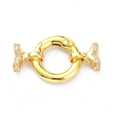 Brass Micro Pave Clear Cubic Zirconia Fold Over Clasps ZIRC-P085-02G-1