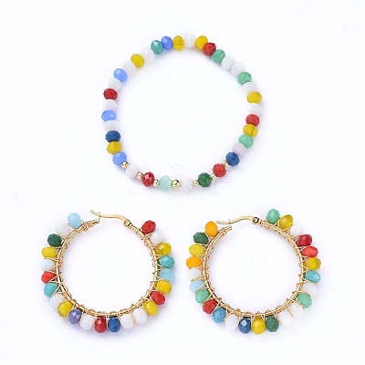 Glass Beads Jewelry Sets SJEW-JS01088-1