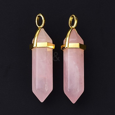 Natural Rose Quartz Pointed Pendants G-G025-01G-41-1