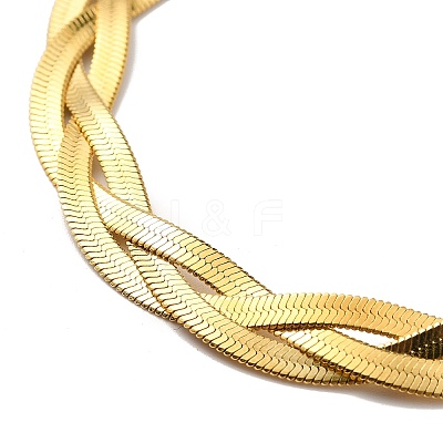 304 Stainless Steel Interlocking Herringbone Chain Bracelet for Men Women BJEW-H554-01G-1