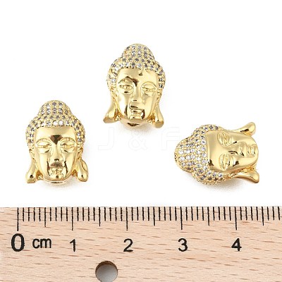 CZ Brass Micro Pave Grade AAA Cubic Zirconia 3D Buddha Head Beads ZIRC-L012-03G-NR-1