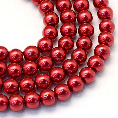 Baking Paint Pearlized Glass Pearl Round Bead Strands X-HY-Q003-10mm-51-1