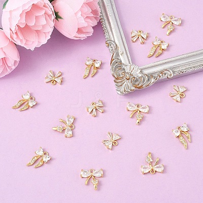 10Pcs Brass Micro Pave Cubic Zirconia Pendants KK-YW0003-15-1