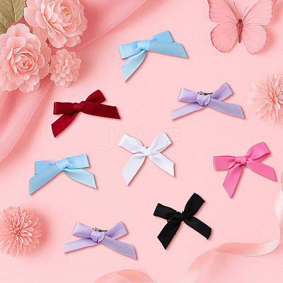 72Pcs 6 Colors Bowknot Polyester Alligator Hair Clips AJEW-GO0002-47-1