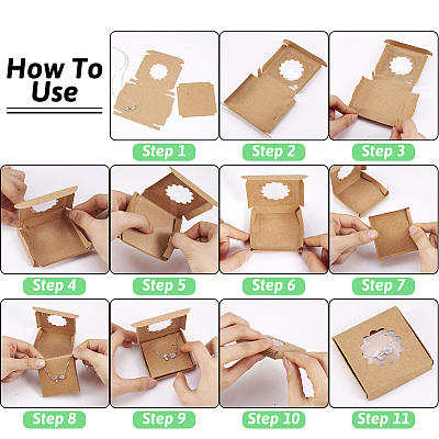 Square Kraft Paper Jewelry Storage Boxes CON-TAC0001-04B-1