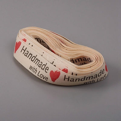 Word Printed Cotton Ribbon SRIB-WH0006-14A-1