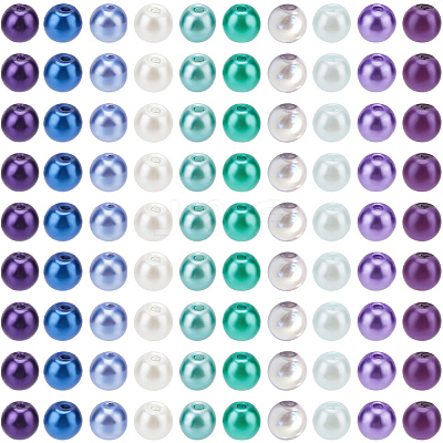1000Pcs 10 Colors Baking Paint Pearlized Glass Imitation Pearl Round Beads HY-SP0001-01C-1