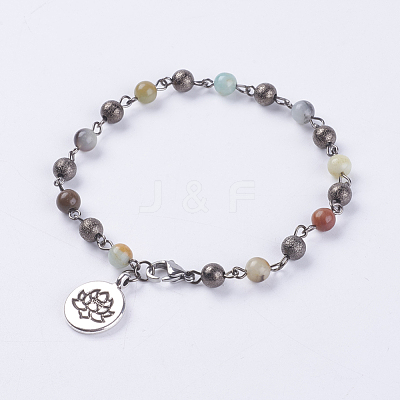 Natural Gemstone Anklets AJEW-AN00217-1