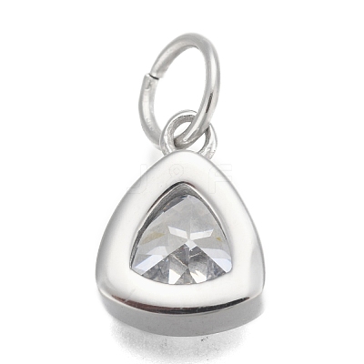 304 Stainless Steel Cubic Zirconia Pendant ZIRC-P080-B09-1