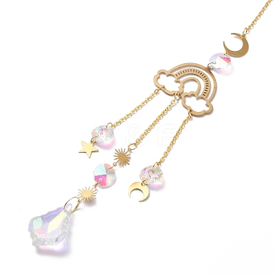 Faceted Glass Sun Catcher Pendant Decorations AJEW-A037-10G-1
