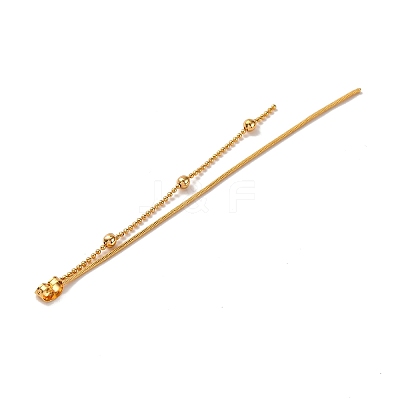Brass Snake Chain & Ball Chain Ear Nuts KK-G510-16G-1