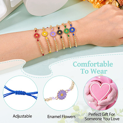 6Pcs 6 Colors Alloy Enamel Link Bracelets for Women BJEW-TAC0042-1