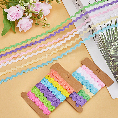 4 Cards 2 Styles Polyester Wavy Fringe Trim Ribbon DIY-GF0009-48C-1