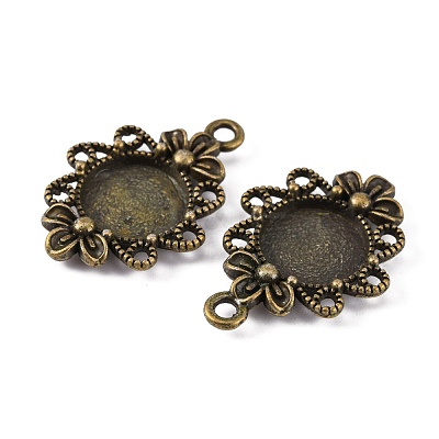 Vintage Tibetan Style Alloy Flower Pendant Cabochon Bezel Settings TIBEP-M018-131AB-NF-1