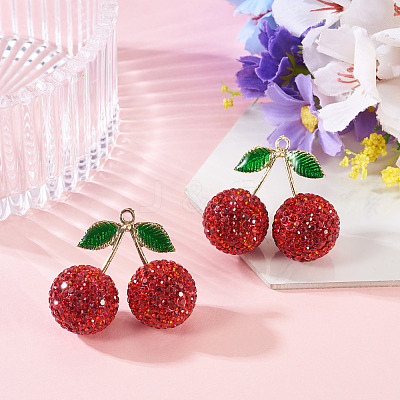 2Pcs Alloy Cherry Charms FIND-TA0009-30C-1