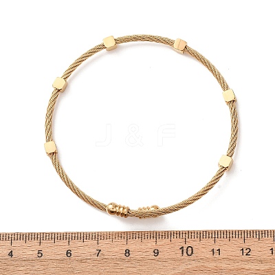 304 Stainless Steel Cube Bead Cuff Bangles for Women SA-CBA2192-01G-1