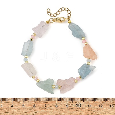 Raw Natural Morganite Nuggets & Dyed Malaysia Jade Beaded Bracelets BJEW-JB14390-1