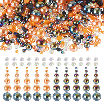Half Round ABS Plastic Cabochons FIND-TAC0038-08B-1