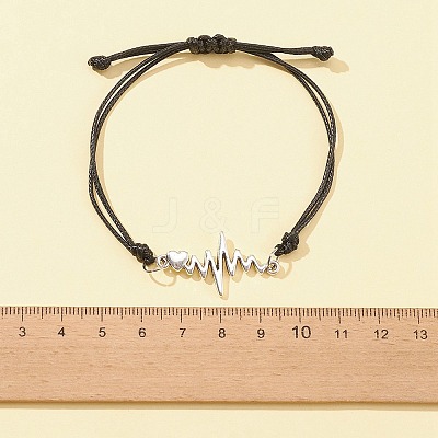 3Pcs 3 Styles Heart Beat & Infinity Alloy Link Bracelets Set BJEW-FZ00013-1