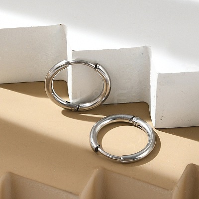 Tarnish Resistant 202 Stainless Steel Huggie Hoop Earrings EJEW-F111A-17mm-P-1