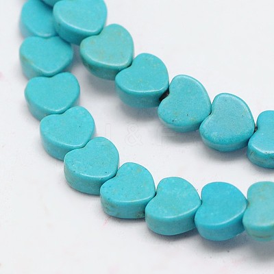 Dyed Synthetical Turquoise Heart Bead Strand X-G-P083-88B-1