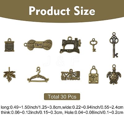 30Pcs Tibetan Style Alloy Pendants FIND-YW0008-70-1
