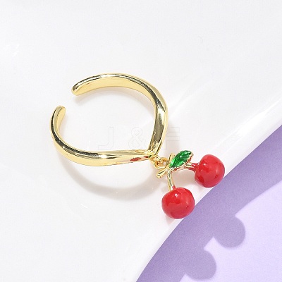 Brass with Enamel Cuff Rings RJEW-Q019-02A-G-1