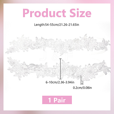Flower Pattern Polyester Lace Cuff Mesh Long Fingerless Gloves AJEW-WH0455-019-1