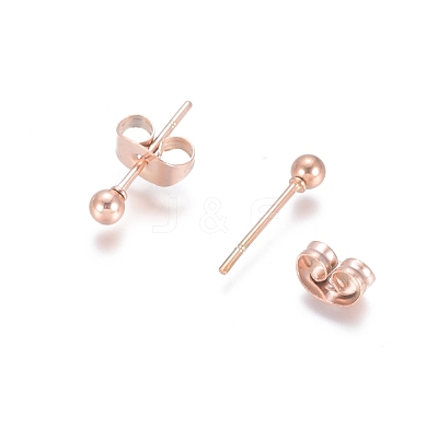 Ion Plating(IP) 304 Stainless Steel Stud Earrings EJEW-L215-57A-RG-1