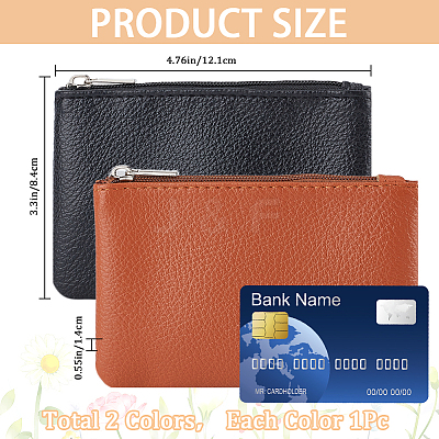 2Pcs 2 Colors Litchi Print PU Leather Zip Pouches ABAG-CP0001-08C-1