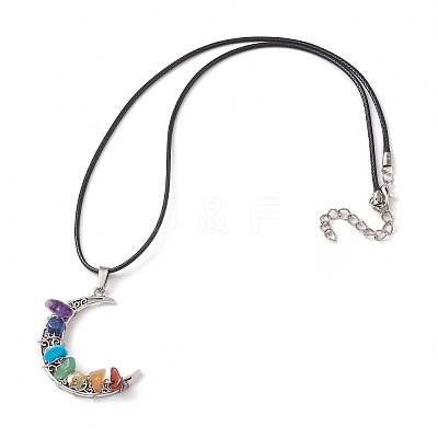 Tibetan Style Alloy Moon Pendant Necklace NJEW-JN04607-01-1