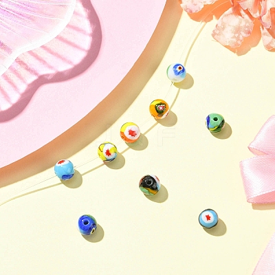 9Pcs 9 Colors Handmade Millefiori Lampwork Beads LAMP-CJ0002-41-1
