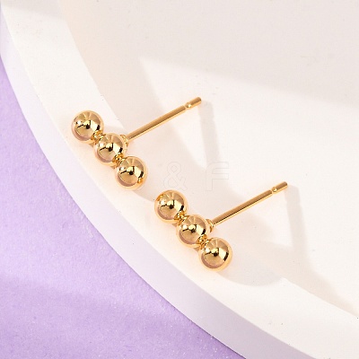 201 Stainless Steel Beaded Horizontal Bar Stud Earrings with 316 Stainless Steel Pin for Women STAS-K238-01G-1