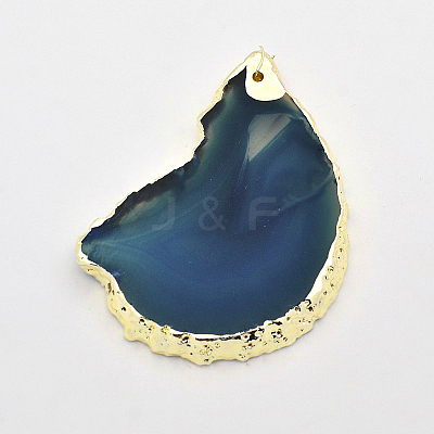 Nuggets Electroplate Natural Agate Pendants G-F175-10-1