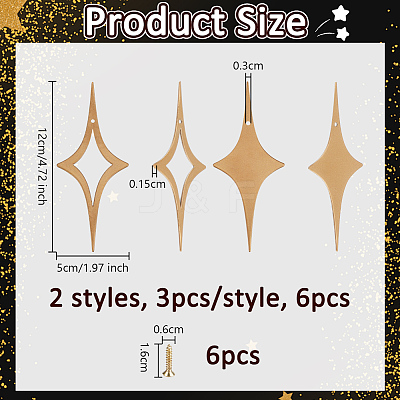 6Pcs Iron Hanging Ornaments HJEW-WH0036-94-1