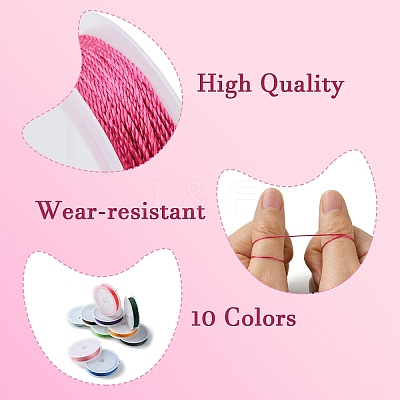 10 Rolls 10 Colors 10M 9-ply Polyester Round Thread OCOR-YW0001-07A-1