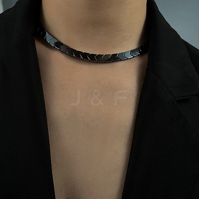 Synthetic Non-magnetic Hematite Arrow Beaded Necklaces with Steel Clasps FS-WGD7F98-01-1