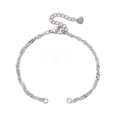 304 Stainless Steel Singapore Chain Bracelet Makings AJEW-JB01322-02-S-1