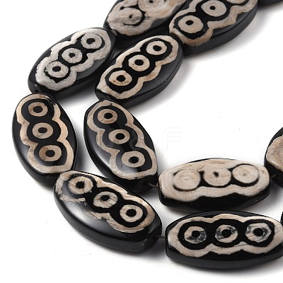 Oval with 3-Eye Pattern Tibetan Style dZi Beads Strands G-NH0001-14A-1