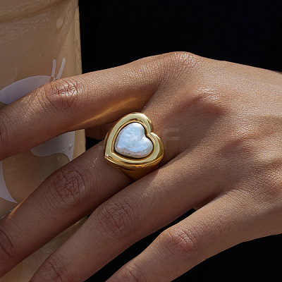 304 Stainless Steel Fresh Water Pearl Finger Rings FS-WG9EDCA-04-1