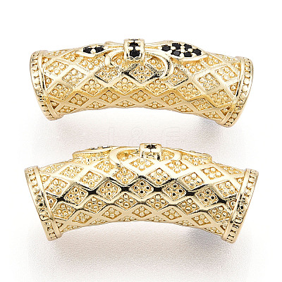 Brass Micro Pave Cubic Zirconia Tube Beads ZIRC-T004-60G-1