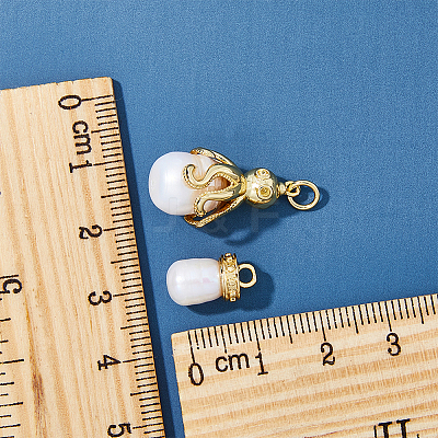8Pcs 4 Styles Shell Pearl Pendants KK-DC0002-79-1