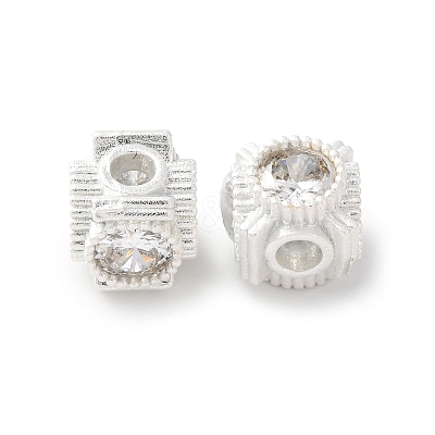 Brass Pave Cubic Zirconia Beads KK-C157-27S-1