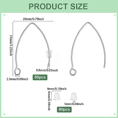 50Pcs 304 Stainless Steel Earring Hooks STAS-ME0001-51P-1