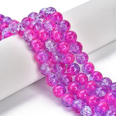 Spray Painted Crackle Glass Beads Strands CCG-Q002-10mm-09-1