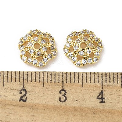 Brass Clear Cubic Zirconia Bead Caps KK-A236-15B-G-1