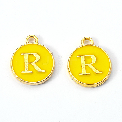 Golden Plated Alloy Enamel Charms X-ENAM-S118-09R-1