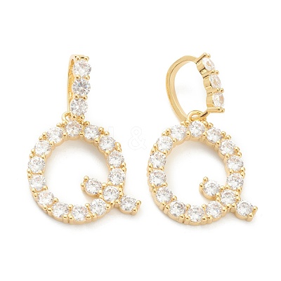 Brass Micro Pave Clear Cubic Zirconia Pendants ZIRC-J039-18G-Q-1