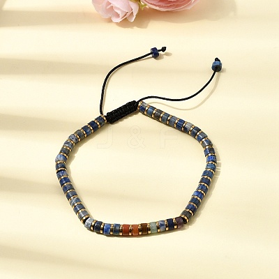 Natural Lapis Lazuli & Non-magnetic Hematite Beaded Adjustable Bracelets for Unisex BJEW-K251-09T-1